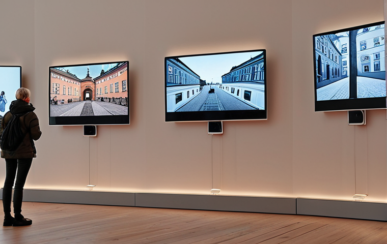 **A digital art gallery in Stockholm:** "A modern digital art gallery in Gamla Stan, Stockholm, showcasing NFTs on sleek screens. Visitors are admiring the digital artwork on display. Focus on the interplay of traditional architecture and futuristic digital art. A subtle hint of Swedish design aesthetics."